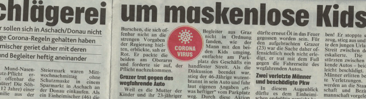 Krone Artikel Schlägerei Corona Maske